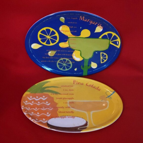 Precidio Melamine Snack Plate Pinacolada Margarita Recipe Set of 2 - Picture 1 of 11